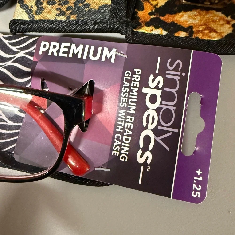 Simply Specs Reading Glasses‎ +1.25 Power Readers with Case New